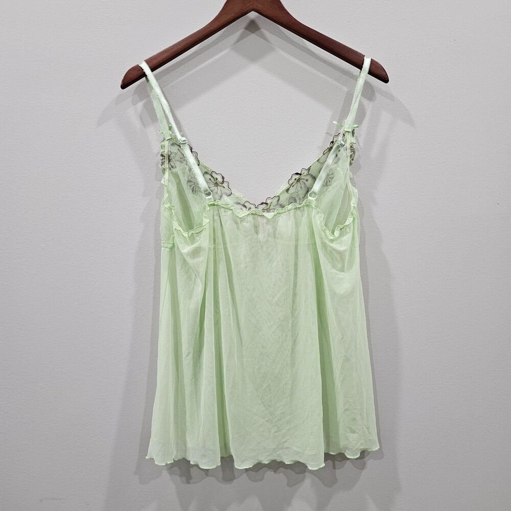 Womens Lacey Mesh Babydoll Top Size M Green Y2K Milkmaid Coquette Forest Fairy - Picture 4 of 9